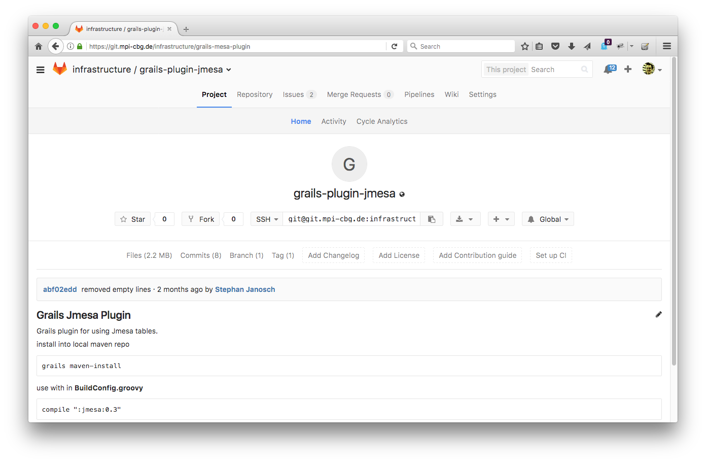 gitlab project page
